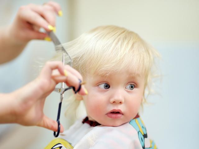 kind wordt geknipt bij kinderopvang blos door gespecialiseerde kinderkapper